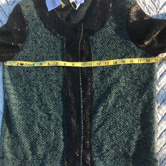 BCBGeneration Rare Sequin Raw Edge Witchy Lagenlook Cardigan Sz S - Picture 7 of 8